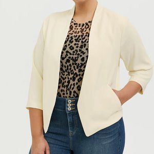 Cream Crepe Cutaway Blazer